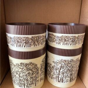 Brown and Cream Tree Design Vintage Canisters Set of 4‎